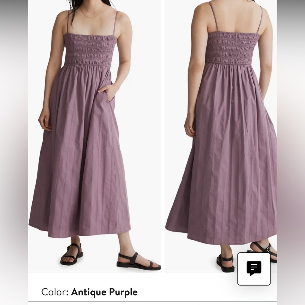 Madewell Theo cotton sleeveless midi dress “antique purple” color